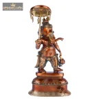 Brass Standing Ganesh Statue with Umbrella | Light Brown 2 082 eMetalCrafts