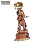 Brass Standing Ganesh Statue with Umbrella | Light Brown 4 084 eMetalCrafts