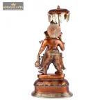 Brass Standing Ganesh Statue with Umbrella | Light Brown 5 085 eMetalCrafts