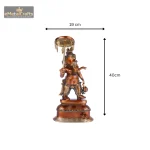 Brass Standing Ganesh Statue with Umbrella | Light Brown 6 086 eMetalCrafts