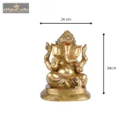 Sitting Brass golden Ganesha Idol For Workship 6 13 cm 1 eMetalCrafts