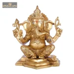 Brass Ganesha Statue God Sitting Idol 2 132 eMetalCrafts