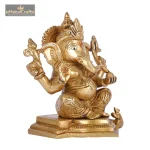 Brass Ganesha Statue God Sitting Idol 3 133 eMetalCrafts