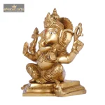 Brass Ganesha Statue God Sitting Idol 4 134 eMetalCrafts