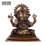 Brass Ganesha With Brown Idol 2 142 eMetalCrafts