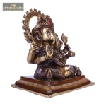 Brass Ganesha With Brown Idol 3 143 eMetalCrafts