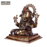 Brass Ganesha With Brown Idol 4 144 eMetalCrafts