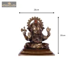 Brass Ganesha With Brown Idol 6 146 eMetalCrafts