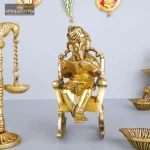 Brass Ganesh Idol Ganpati Figurine & Resting on Rocking Chair 1 501 eMetalCrafts