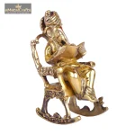 Brass Ganesh Idol Ganpati Figurine & Resting on Rocking Chair 3 503 eMetalCrafts