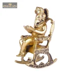 Brass Ganesh Idol Ganpati Figurine & Resting on Rocking Chair 4 504 eMetalCrafts
