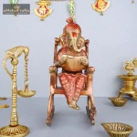 Brass Ganesh Statue Sitting On Chair 1 901 eMetalCrafts