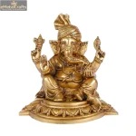 Superfine Brass Lord Ganesha Statue with Turban 2 DSCF5280 eMetalCrafts
