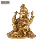Superfine Brass Lord Ganesha Statue with Turban 4 DSCF5283 eMetalCrafts