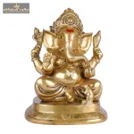 Sitting Brass golden Ganesha Idol For Workship 2 DSCF5313 eMetalCrafts