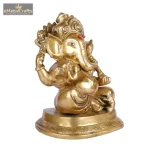 Sitting Brass golden Ganesha Idol For Workship 3 DSCF5314 eMetalCrafts
