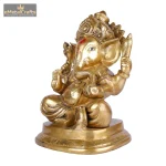 Sitting Brass golden Ganesha Idol For Workship 4 DSCF5315 eMetalCrafts