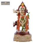Bronze Brass Krishna Idol with Cow 2 022 4 eMetalCrafts