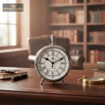 Chrome Finish Almunium stylish clock For Table 1 051 3 eMetalCrafts