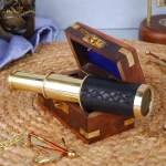 Compact Brass Telescope in Wooden Box 1 061 3 eMetalCrafts