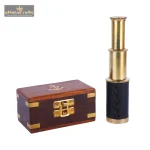 Compact Brass Telescope in Wooden Box 2 062 2 eMetalCrafts