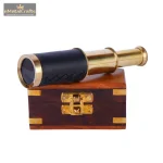 Compact Brass Telescope in Wooden Box 3 063 3 eMetalCrafts