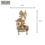 Brass Stand Deepak - Fully Decorated Peacock and bells 5 066 eMetalCrafts