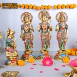 Brass Ram Darbar Multicolor Gemstone Handwork Statue Shree Ram Ji Sita Laxman Hanuman 1 071 eMetalCrafts