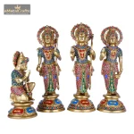 Brass Ram Darbar Multicolor Gemstone Handwork Statue Shree Ram Ji Sita Laxman Hanuman 4 074 1 eMetalCrafts