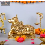 Brass Nandi Statue, Nandi Cow Statue 1 089 eMetalCrafts