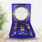 Aluminium Pooja Thali Set With Blue  Box