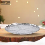 Round Aluminum Silver Leaf Platter 1 Round Shape Silver Leaf Platter