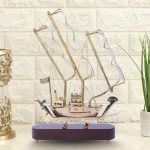 Antique Titanic Medium Size Brass Ship with Wooden Base