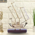 Titanic Medium Size Brass Sailing Ship with Wooden Base 1 brass sailing ship