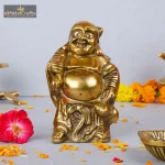 Brass Buddha Showpiece with Joyful Expression 1 1 21 eMetalCrafts