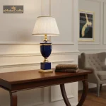 Aluminium Bohemian Blue Overlay And Cut Glass Ormolu Mounted Lamp 1 1 3 eMetalCrafts