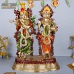 Brass Beautifully Carved Radha Krishna Statue with Multicolour 1 1 35 eMetalCrafts