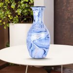Aluminium Hand Painted Marble Print Glass Flower Vase