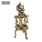 Brass Ganesha 8 Wick Oil Diya With Bells For Home Decor 3 103 eMetalCrafts