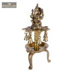 Brass Ganesha 8 Wick Oil Diya With Bells For Home Decor 4 104 eMetalCrafts