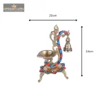 Brass Stone Peacock Diya for Puja Classy Oil Lamp With Bell 4 105 3 eMetalCrafts