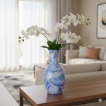 Aluminium Marble Print Glass Flower Vase
