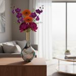 Aluminium Metal Vases Meena work Texture Iron unbreakable Flower Vase