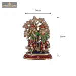 Elegant Brass Radha Krishna Idols with Kalpavriksha Tree & Peacock 5 16 cm eMetalCrafts