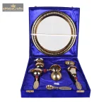 Aluminium Pooja Thali Set With Blue Box 2 2 50 eMetalCrafts