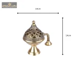 Brass Ethnic Carved Design Incense Burner with Handle 5 205 eMetalCrafts