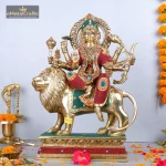 Brass Durga Mata Idol Divine Sherawali mata 1 22 eMetalCrafts