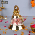 Brass Gold Toned Red Hanging Temple Bell With Red Elephant Engraving 1 221 eMetalCrafts