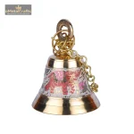 Brass Gold Toned Red Hanging Temple Bell With Red Elephant Engraving 2 222 eMetalCrafts