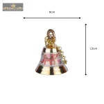 Brass Gold Toned Red Hanging Temple Bell With Red Elephant Engraving 3 223 eMetalCrafts